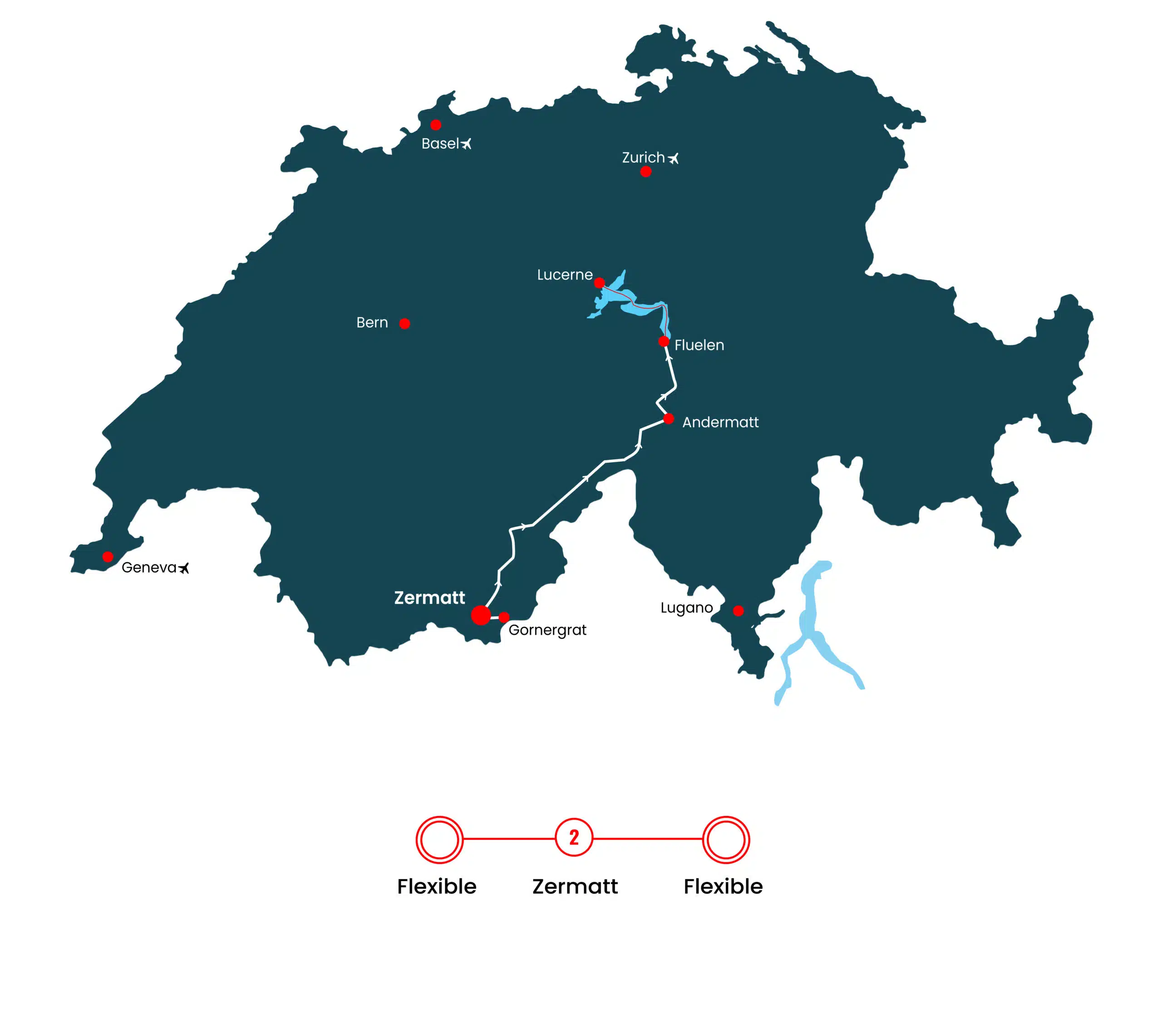 3 day switzerland train tour map